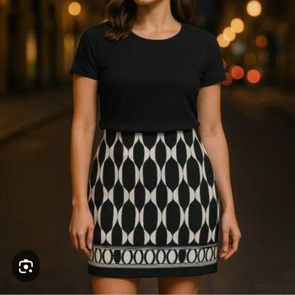 Silkland Print‎ Skirt Black White
